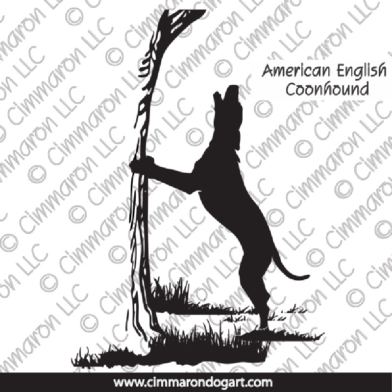 American English Coonhound Treeing Silhouette