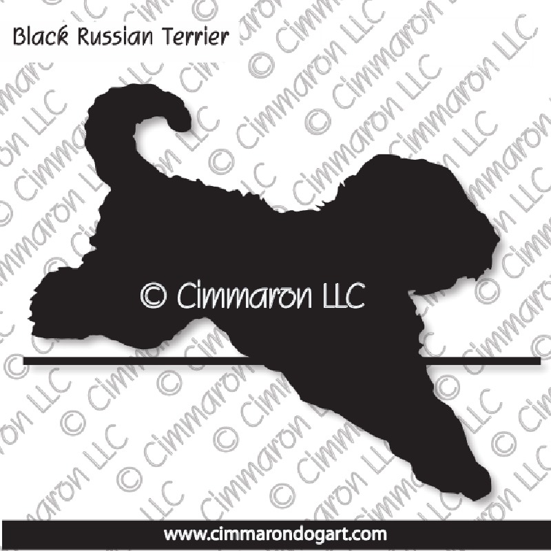 Black Russian Terrier Jumping (Tail) Silhouette 008