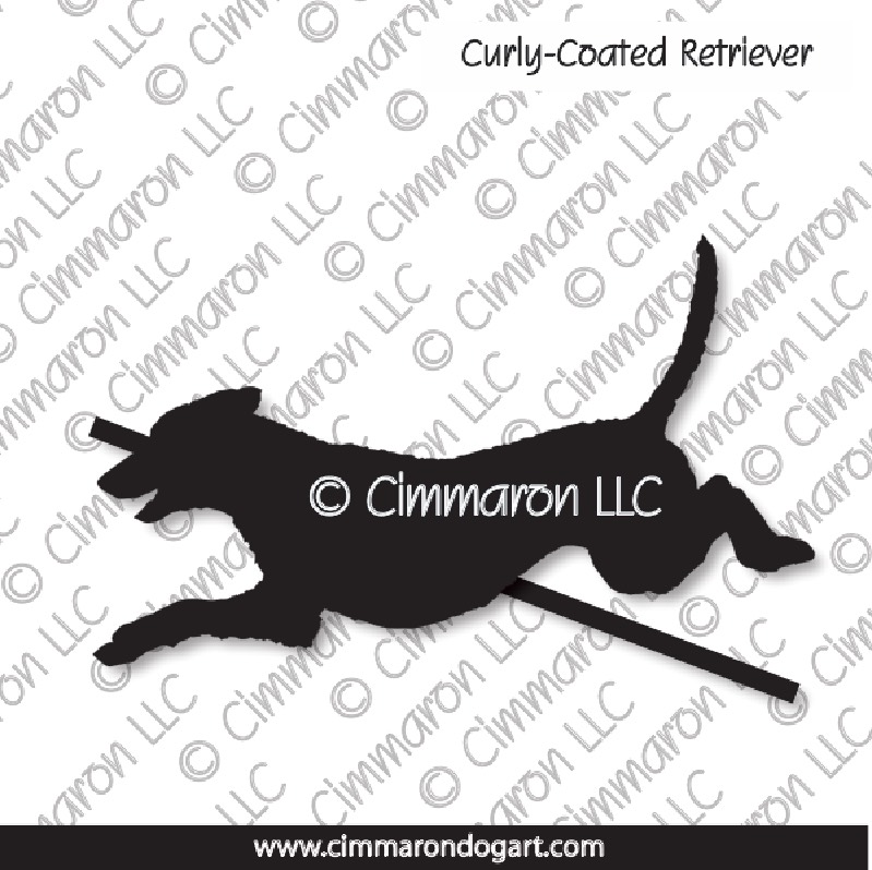 Curly-Coated Retriever Jumping Silhouette 004
