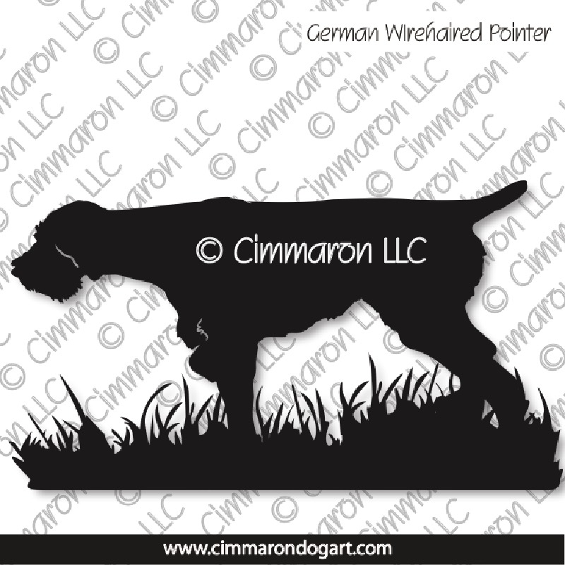German Wire Haired Pointer Hunting Silhouette 006