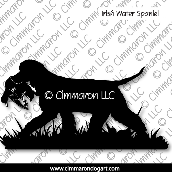 Irish Water Spaniel Retrieving Silhouette 005