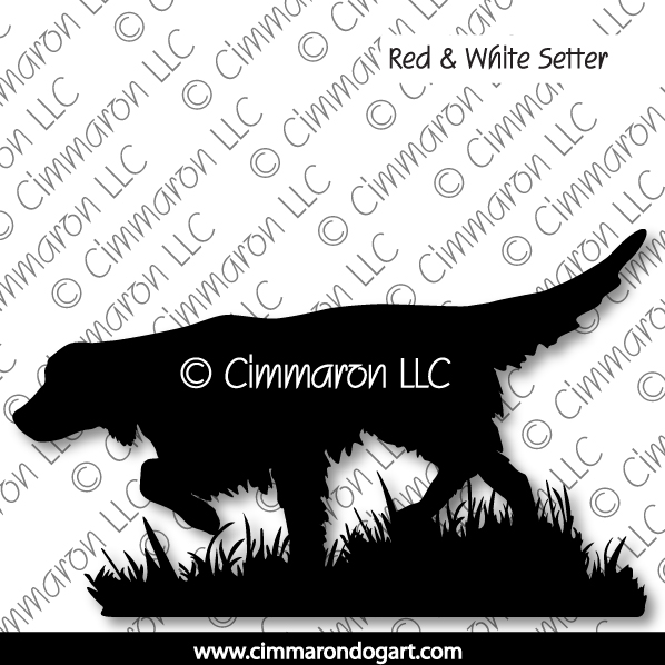Irish Red and White Setter Pointing Silhouette 006