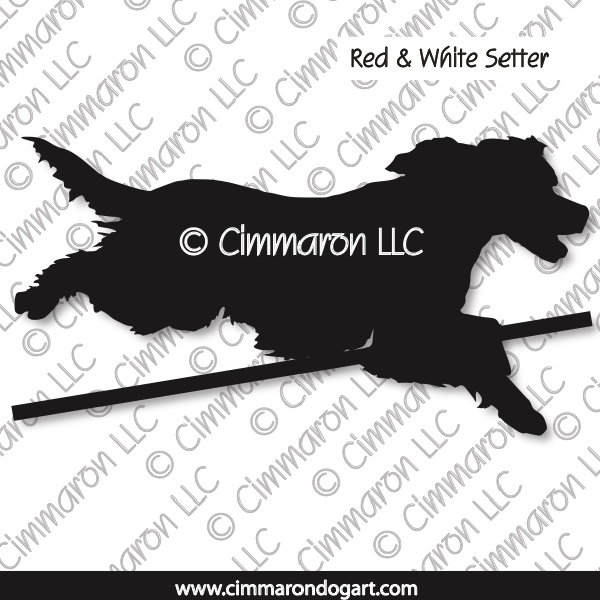 Irish Red and White Setter Jumping Silhouette 006