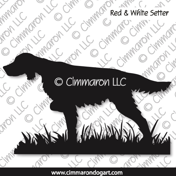 Irish Red and White Setter Pointing Silhouette 007