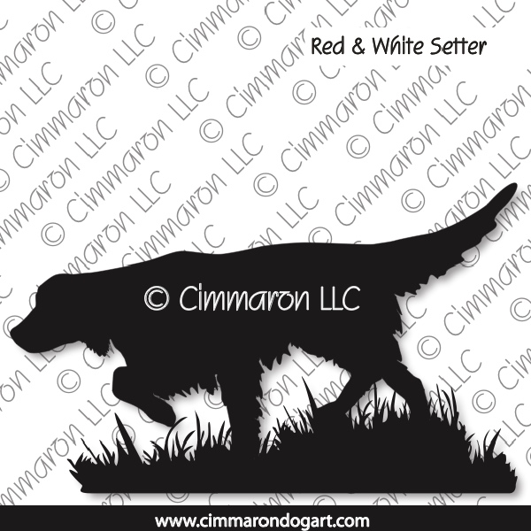 Irish Red and White Setter Field Silhouette 008