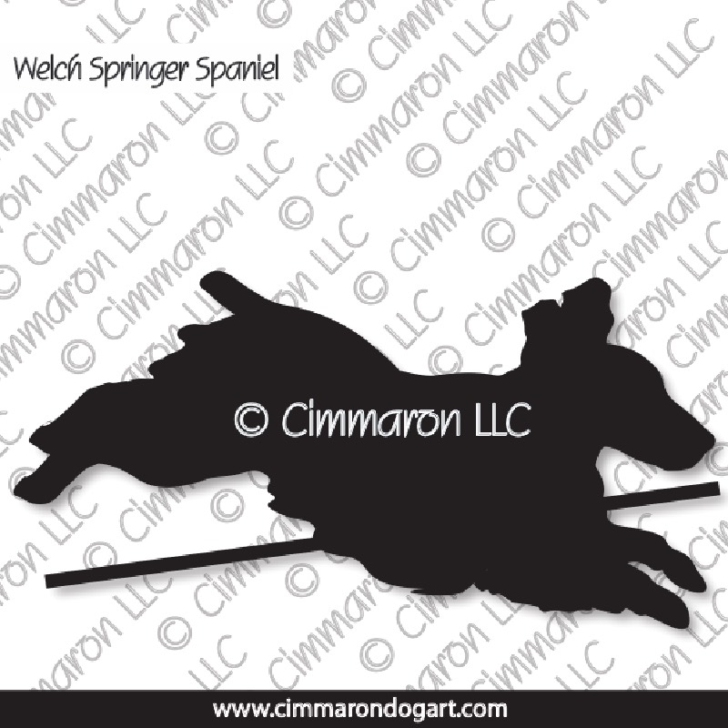 Welsh Springer Spaniel Jumping Silhouette 006