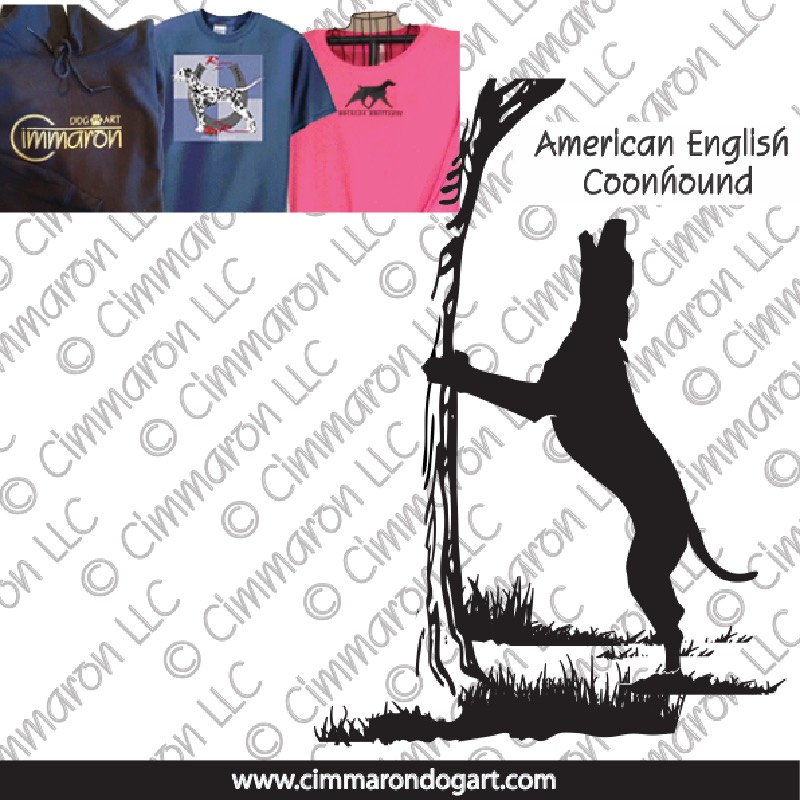 amencoon005t - American English Coonhound Treeing Silhouette T-Shirts and Sweatshirts