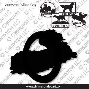 am-esk004s - American Eskimo Dog Agility House and Welcome Signs