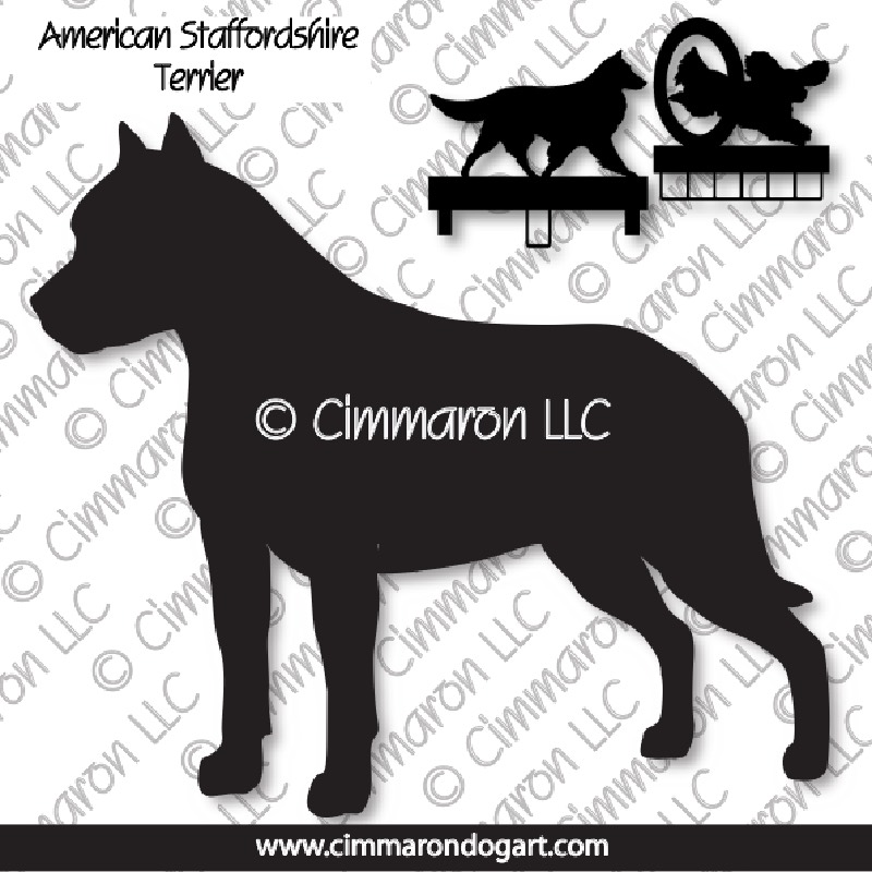 amstaff002ls - American Staffordshire Terrier Standing MACH Bars-Rosette Bars