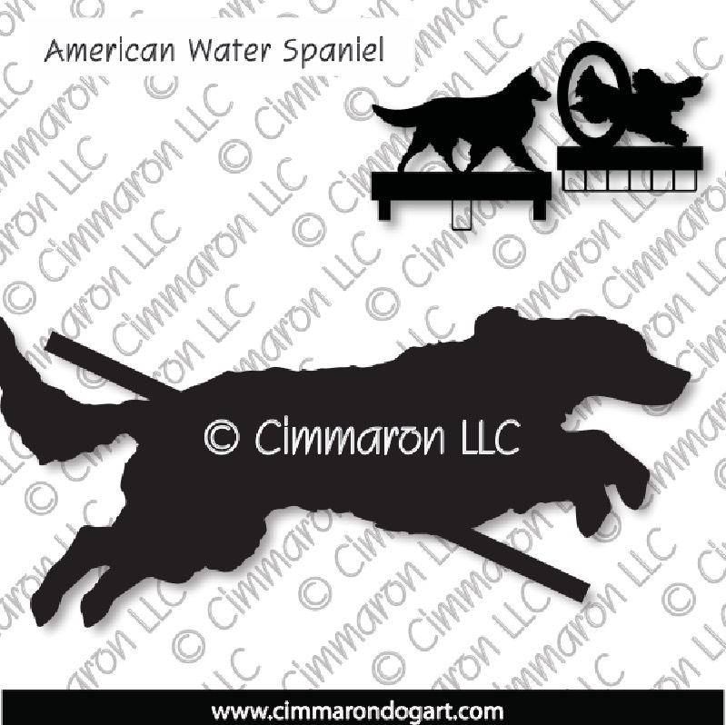 am-water004ls - American Water Spaniel Jumping MACH Bars-Rosette Bars