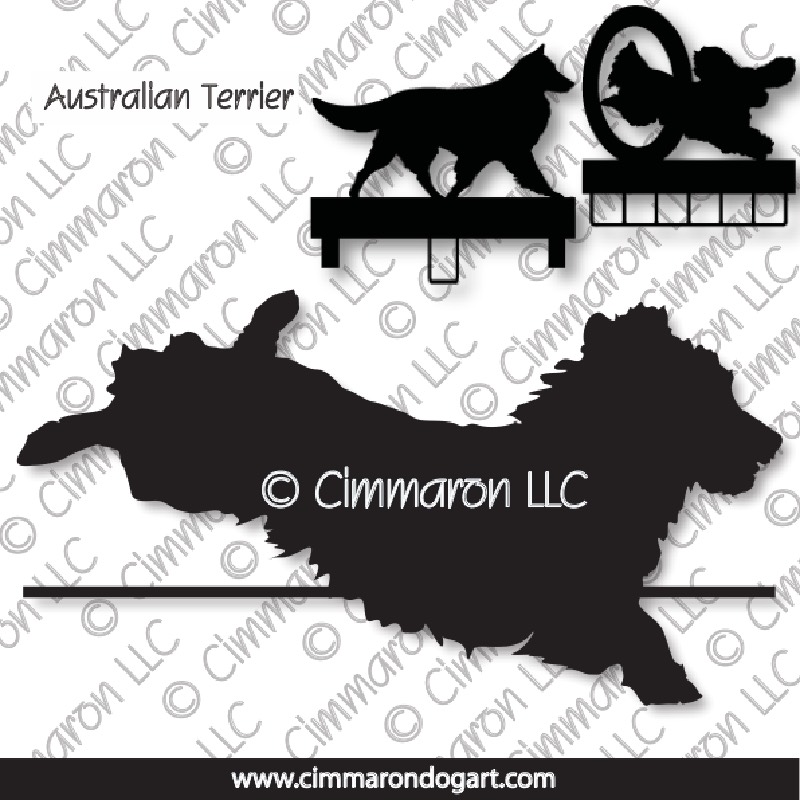 au-ter004ls - Australian Terrier Jumping MACH Bar or Ribbon Holder
