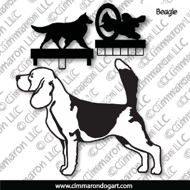 beagle002ls - Beagle Standing MACH Bars-Rosette Bars