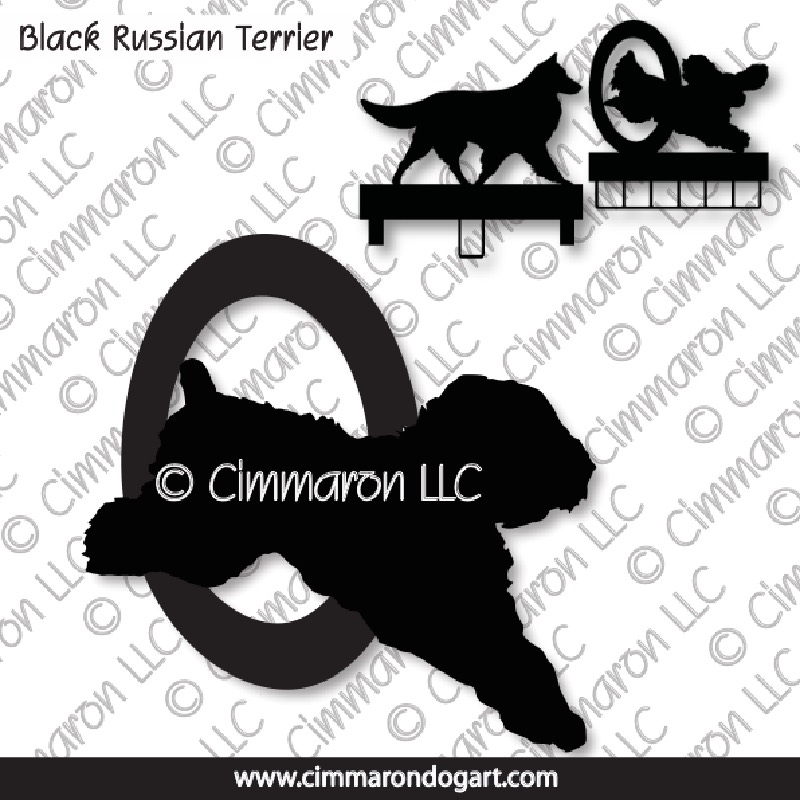 blk-russ003ls - Black Russian Terrier Gaiting MACH Bars-Rosette Bars