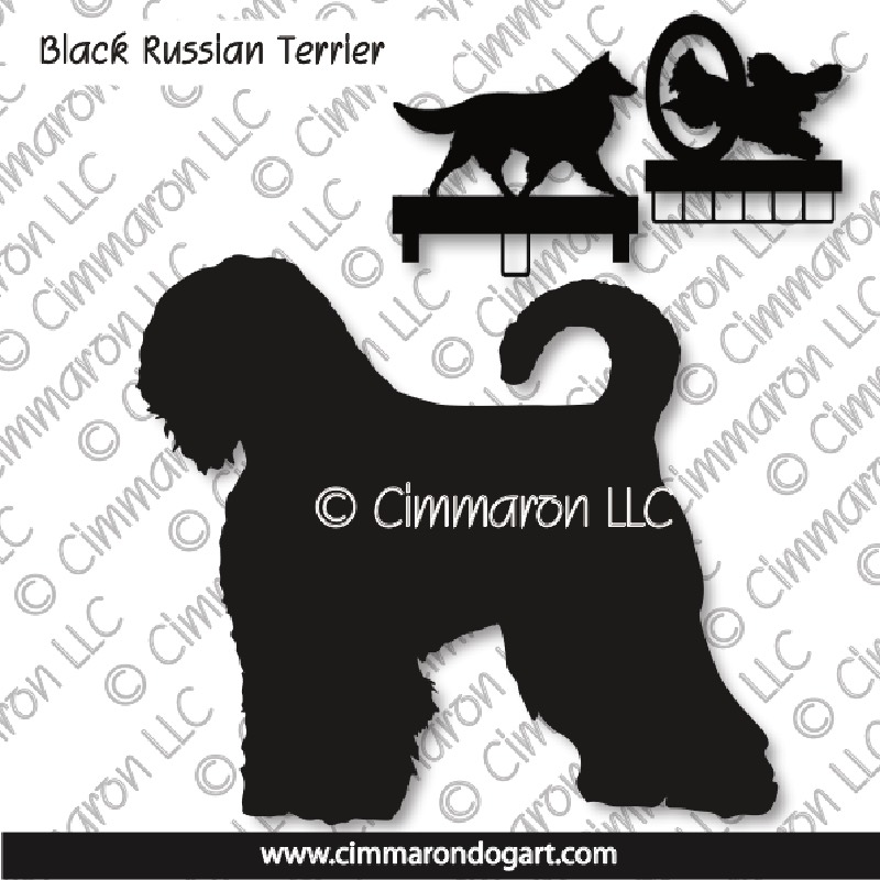 blk-russ005ls - Black Russian Terrier Agility MACH Bars-Rosette Bars