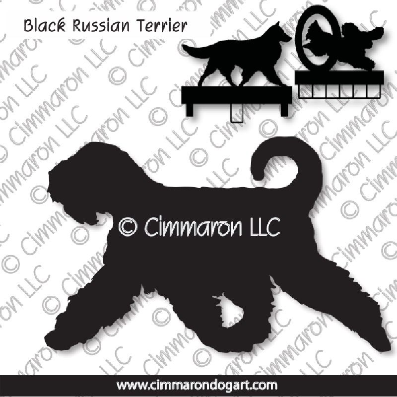blk-russ006ls - Black Russian Terrier Tail Agility MACH Bars-Rosette Bars