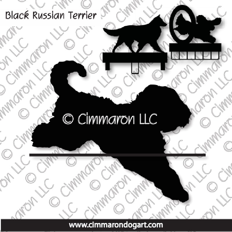 blk-russ008ls - Black Russian Terrier Tail Jumping MACH Bars-Rosette Bars