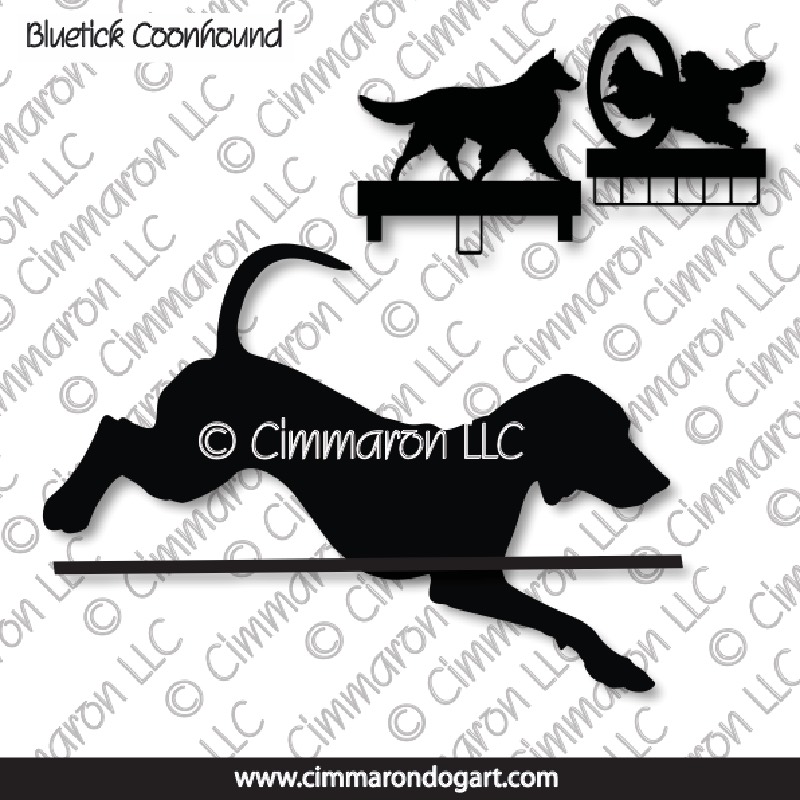 bltick004ls - Blue Tick Coonhound Jumping MACH Bars-Rosette Bars