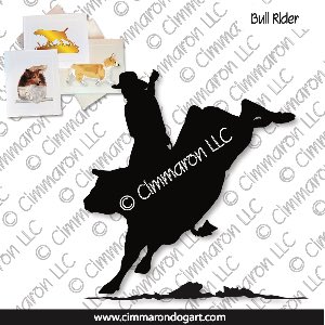 bullride003n - Bull Rider Three Note Cards