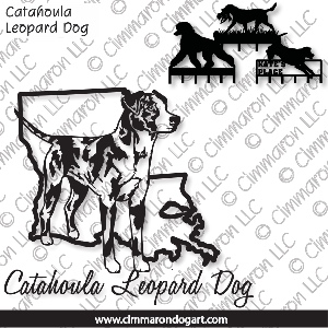 catah002h - Catahoula Leopard Dog State Outline Leash Rack