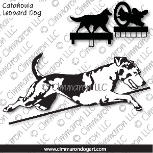 catah010ls - Catahoula Leopard Dog Jumping Outline MACH Bar