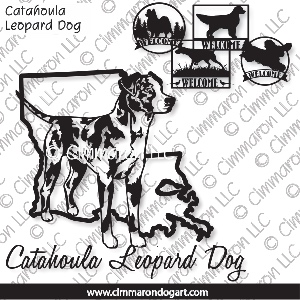 catah002s - Catahoula Leopard Dog State Outline House and Welcome Signs