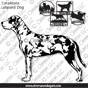 catah004s - Catahoula Leopard Dog Outline House and Welcome Signs