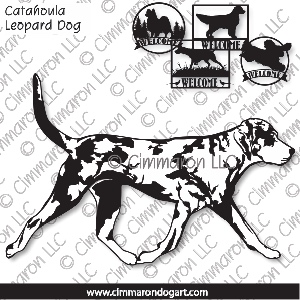 catah006s - Catahoula Leopard Dog Gaiting Outline House and Welcome Signs