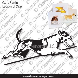 catah010n - Catahoula Leopard Dog Jumping Outline Note Cards