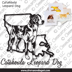 catah002n - Catahoula Leopard Dog State Outline Note Cards