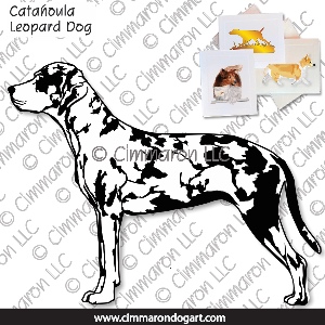 catah004n - Catahoula Leopard Dog Outline Note Cards