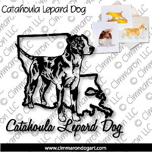 cata002n - Catahoula Leopard Dog State Outline Note Cards
