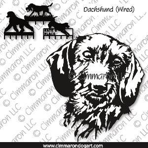 doxie021h - Dachshund Wirehaired Line Drawing Metal Leash Holders