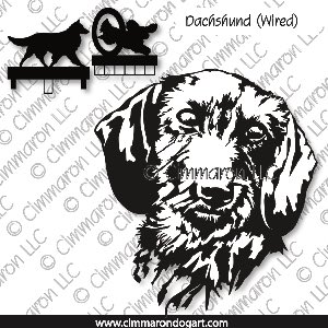 doxie021ls - Dachshund Wirehaired Line Drawing Metal Leash MACH Bars-Rosette Bars
