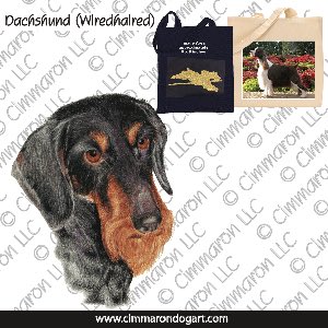doxie023tote - Dachshund Wirehair Portrait Tote Bag