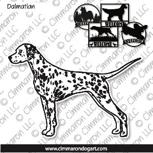 dal002s - Dalmatian Stacked 2 Color Silhouette House and Welcome Signs
