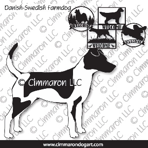 dafarm002s - Danish-Sweden Farmdog Outline House and Welcome Signs