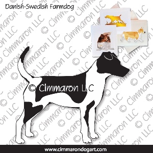 dafarm002n - Danish-Sweden Farmdog Outline Note Cards