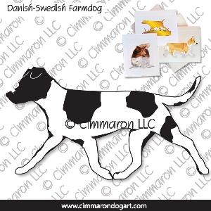 dafarm004n - Danish-Sweden Farmdog Outline Gaiting Note Cards