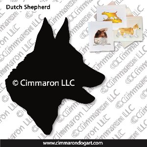 dutchshep005n - Dutch Shepherd Head Silhouette Note Cards