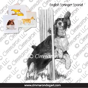 ess011n - English Springer Spaniel Note Cards Agility Tire