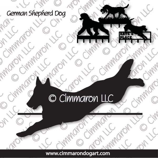 gsd006h - German Shepherd Dog Jumping Silhouette Leash Rack