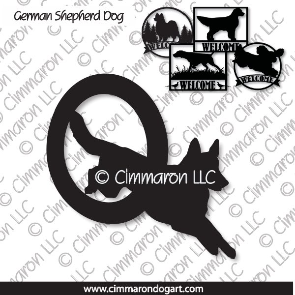 gsd005s - German Shepherd Dog Agility Silhouette House and Welcome Signs