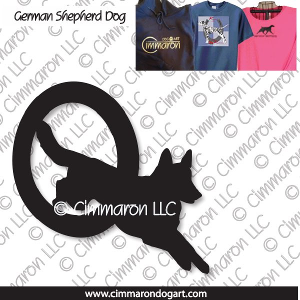 gsd005t - German Shepherd Dog Agility Silhouette Custom Shirts