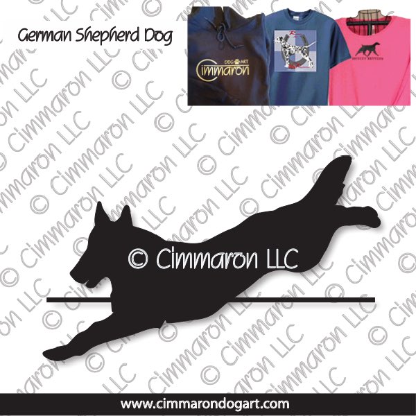 gsd006t - German Shepherd Dog Jumping Silhouette Custom Shirts