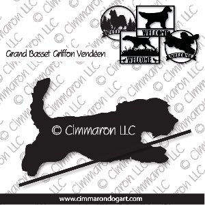 gbgvhd004s - Grand Basset Griffon Jumping Gaiting House and Welcome Signs