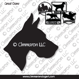 grdane011s - Great Dane Head Silhouette House and Welcome Signs