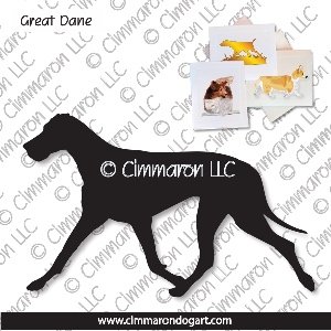 grdane013n - Great Dane Gaiting Drop Eared Note Cards