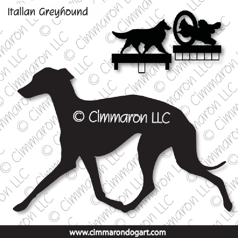 ig003ls - Italian Greyhound Trotting MACH Bars-Rosette Bars