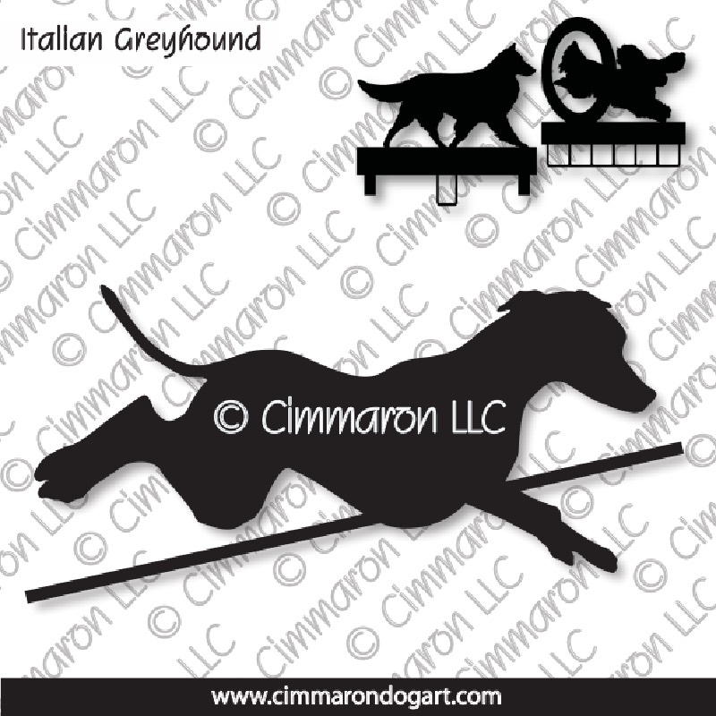 ig005ls - Italian Greyhound Jumping MACH Bars-Rosette Bars