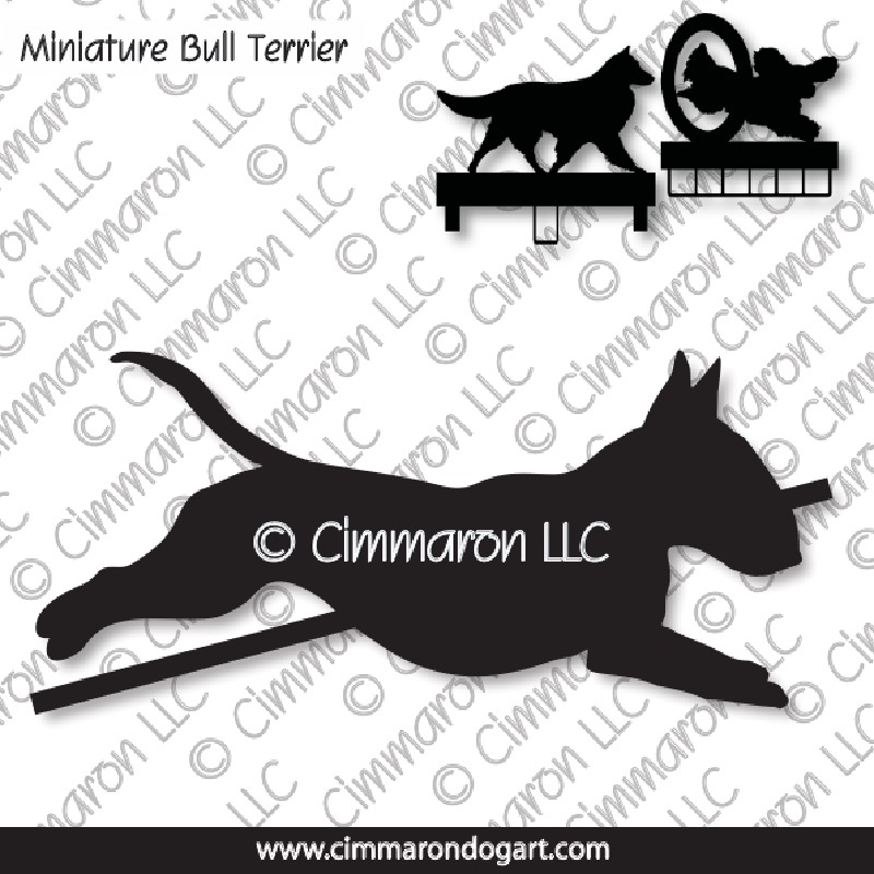 min-bull005ls - Miniature Bull Terrier Standing MACH Bars-Rosette Bars
